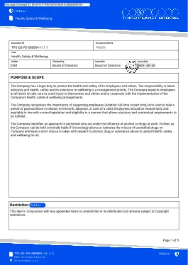 Health, Safety & Wellbeing